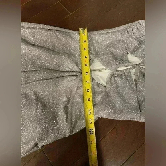 PATBO Cut-Out Lurex Maxi Dress 0 XS NWT Silver Sparkle Gown Shimmering Strappy - Picture 9 of 12